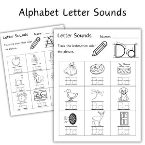 Conjunto de hojas de trabajo de sonidos de letras del alfabeto imprimibles / Fonética preescolar-KDG / 24 hojas de actividades educativas / Alfabeto para rastrear y colorear