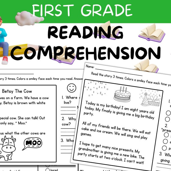 First Grade Reading Worksheets/Comprehension Passages/Homeschool Classroom /preschool printables/Decodable Stories with Questions/education