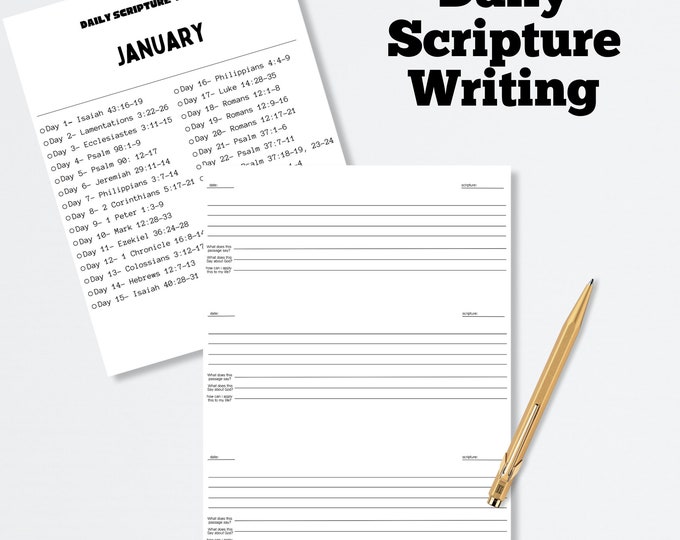 Scripture Count Paper Daily Scripture Writing - Digital Download, Bible Study, Verse of the ...