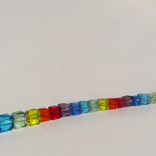 Rainbow square bead bracelets