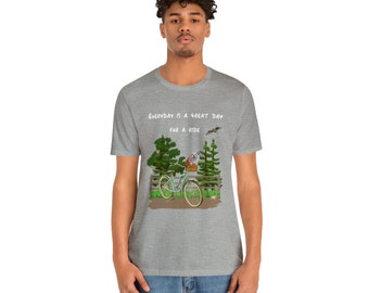Bicycle Dog in Basket Unisex Tee, Nature Graphic T-Shirt