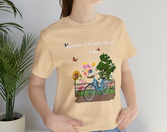 Bicycle with Flowers Graphic Tee, Unisex Jersey Short Sleeve
