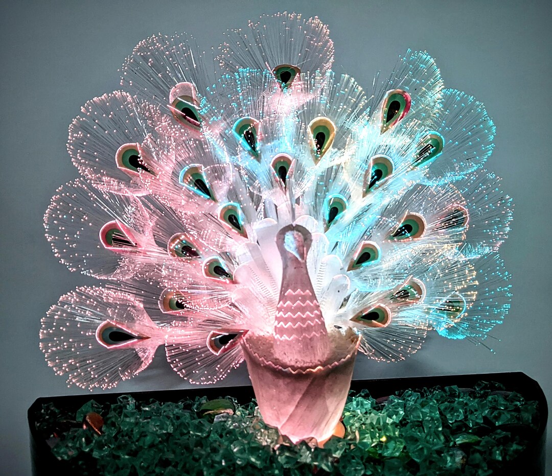 Fibre Optic Peacock Lamp, 80s, Color Changing Motion Lamp, Rare Etsy