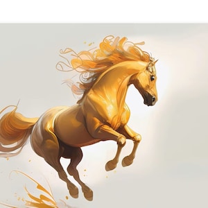 Golden Thoroughbred - Equus Ferus Caballus - DIY Printable Art - Wall Art - Thoroughbred Horse - Thoroughbred Art Print - Akhal-Teke Breed