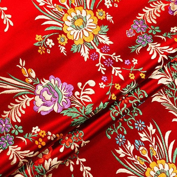 Tissus brocart fleurs, jacquard, kimono, Tissu pour Bricolage, Couture, Diy, Décoration, Rideaux, Draps, Linge de Table, Coussins, nappe 1