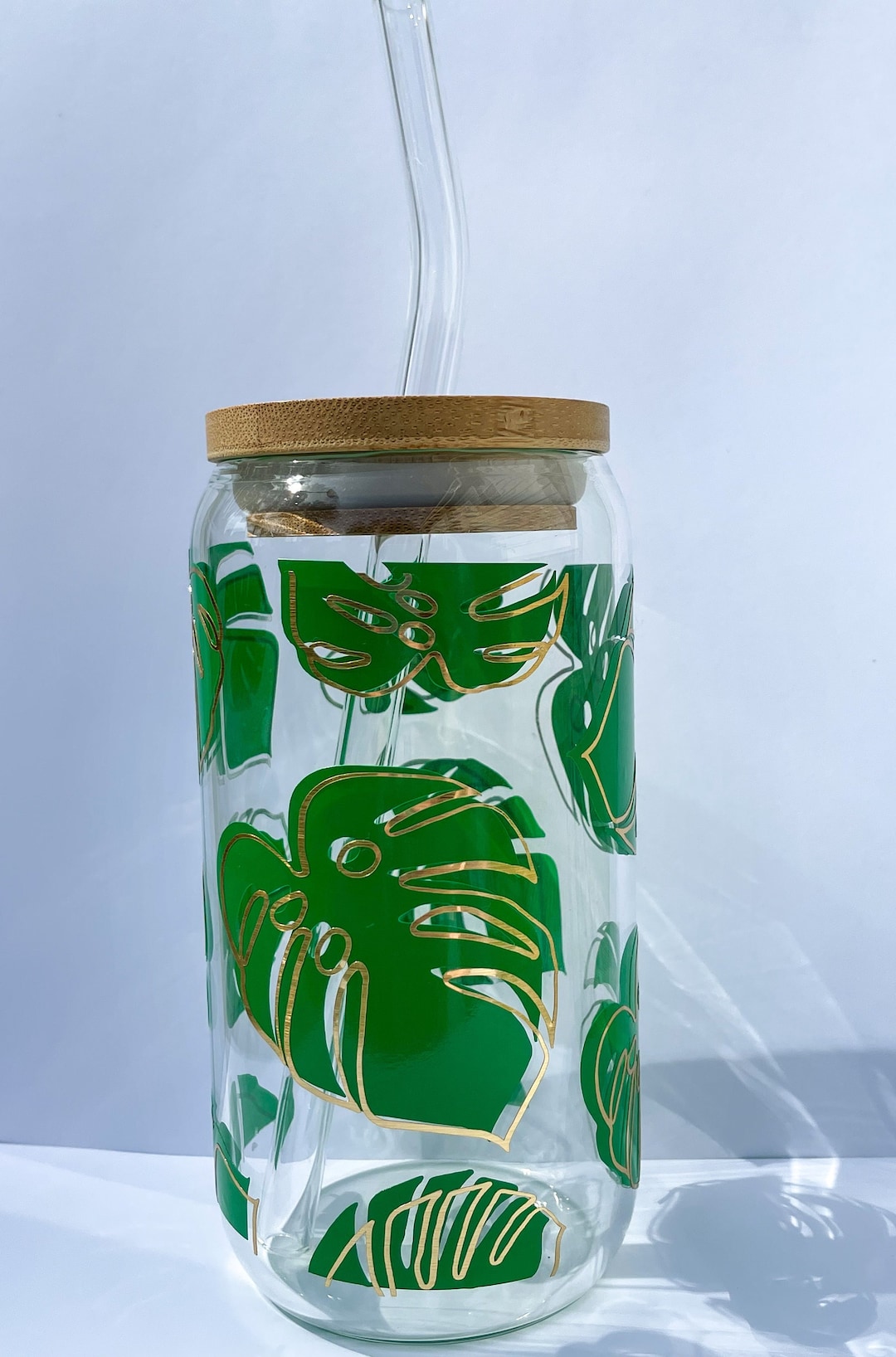 Plant Glass Cup 16 Oz Cute Glass Cup 16oz Beer Can Glass Etsy