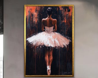 Ballerina Canvas Print, Modern Ballet Dancer Oil Painting, Dance Room Decor