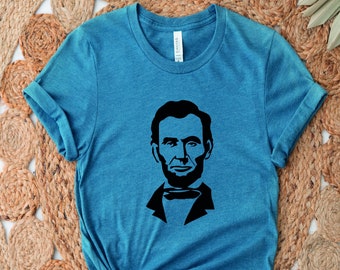 Abe Lincoln Merica Shirt,Fourth Of July Shirt,Abraham Lincoln Gifts,Unisex Political Shirts,Funny Womens Graphic Tees,American Flag T-Shirt