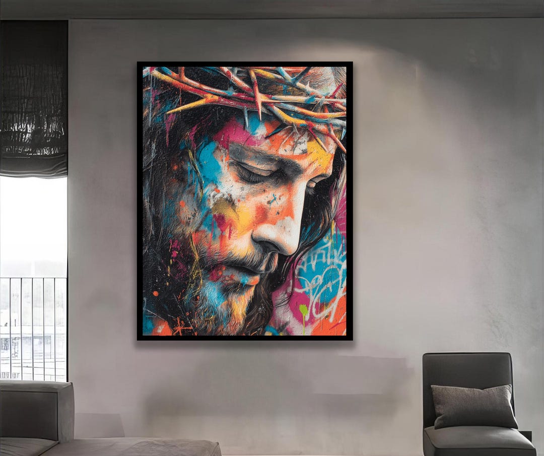 Colorful Jesus Christ Canvas Art, Modern Christian Home Decor - Etsy