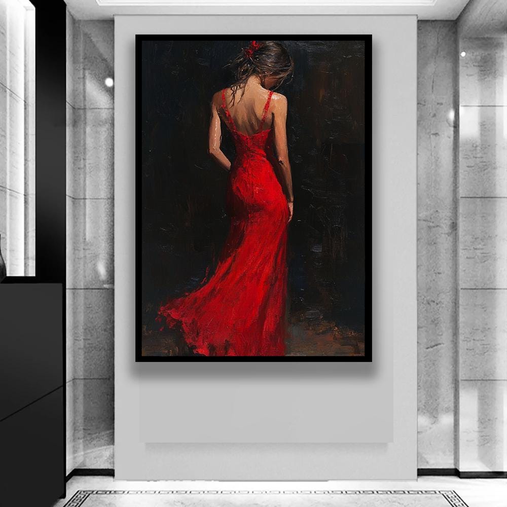 Woman in Red Dress Canvas Print: Elegant, Romantic Home Decor - Etsy