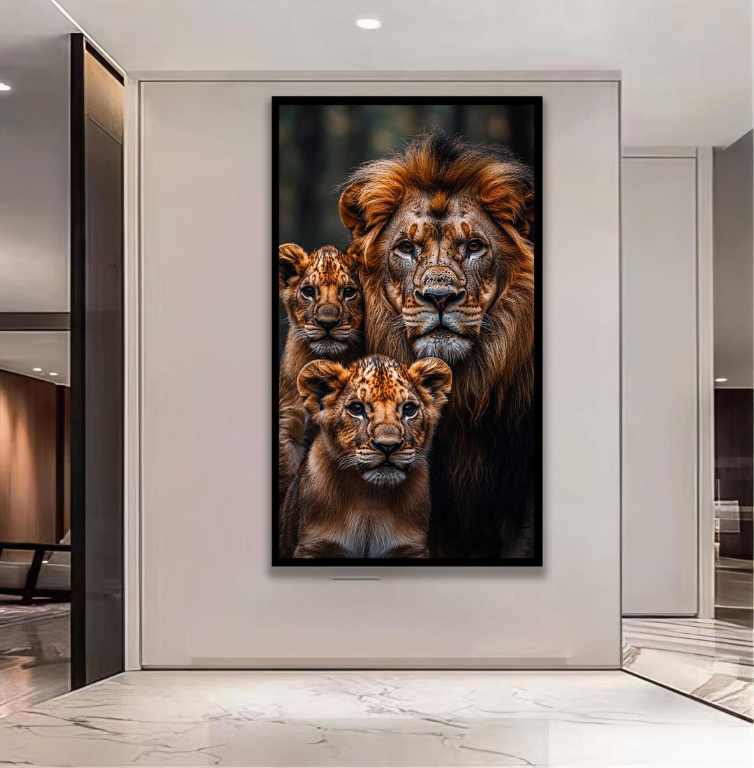 Lion Family Canvas Print, Wildlife Safari Animal Art - Etsy
