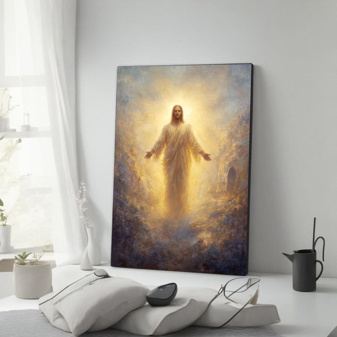 Resurrection Jesus Canvas Wall Art, Spiritual Christian Religious Home ...