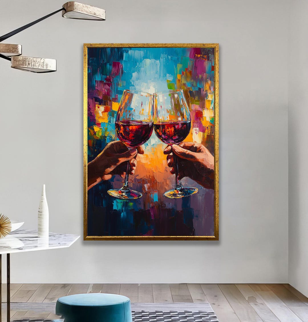 Abstract Toast Wine Toast Abstract Canvas Painting – Romantic Bar Wall Art - Etsy