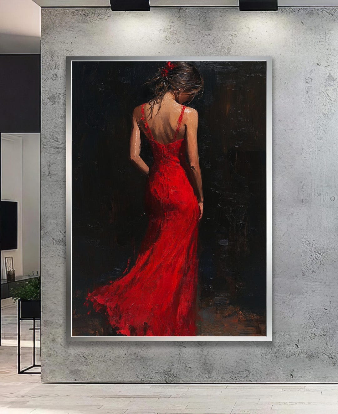 Woman in Red Dress Canvas Print: Elegant, Romantic Home Decor - Etsy