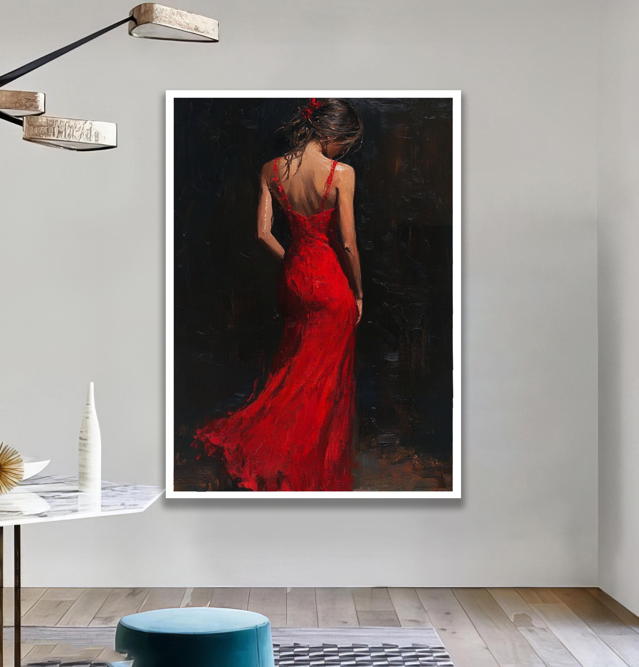 Woman in Red Dress Canvas Print: Elegant, Romantic Home Decor - Etsy