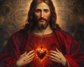 Sacred Heart of Jesus - 7500px X 7500px Square Format | Digital Download | instant Access | 2 Versions for  1 Price
