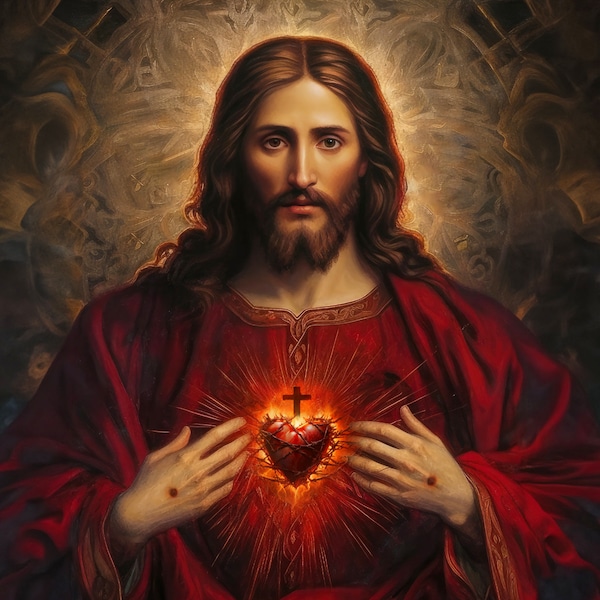 Sacred Heart of Jesus - 7500px X 7500px Square Format | Digital Download | instant Access | 2 Versions for  1 Price