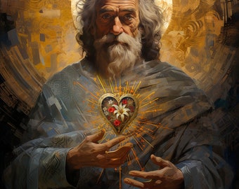 Chaste Heart of Saint Joseph | Sacred Art Decor | Religious Gift | 16 X 20 Digital Download | Instant Access Art