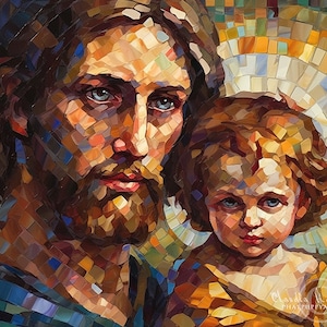 Sacred Saint Joseph and the Child Jesus Digital Download 48 x 36