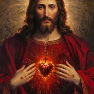 Sacred Heart of Jesus - 50 x 30 cm (Hochformat)