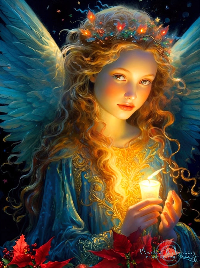 Christmas Vigil Angel Digital Download 15 X 20 Inches (vertical