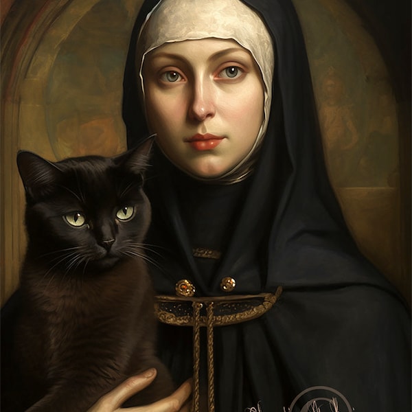 Julian of Norwich | Patron of Contemplatives and Cats | 16 x 20 | Digital Download | Sacred Art