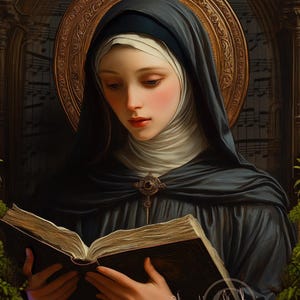 Saint Hildegard of Bingen Digital Download | 16 x 20 inches | Vertical Format | Instant Access Prayer Art