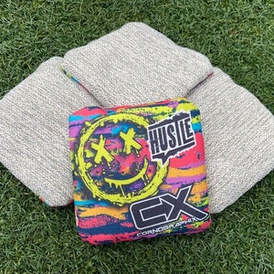 Pro Speed Cornhole Bags, 4-Bag Set, Dual Speed Fabrics, &quot;Smile Pop&quot; Hustle 4/9