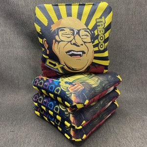 Bolsas Pro Speed Cornhole, juego de 4 bolsas, telas de doble velocidad, tabú &quot;Danny Devito&quot; 6/8