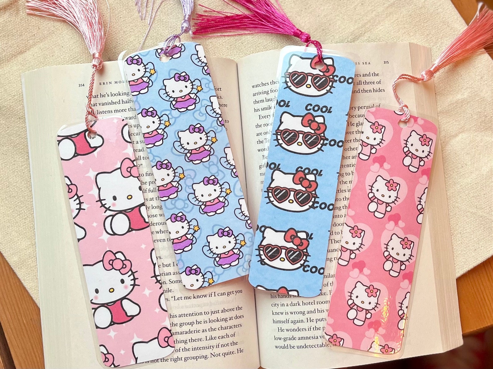 Kawaii Hello Kitty Bookmark, Laminated and Double Sided With Tassel - Etsy