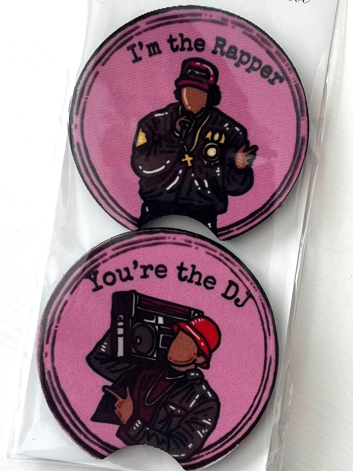 Bookish Car Coasters, Funny Car Coasters, Dog Car Coasters, Rapper DJ ...