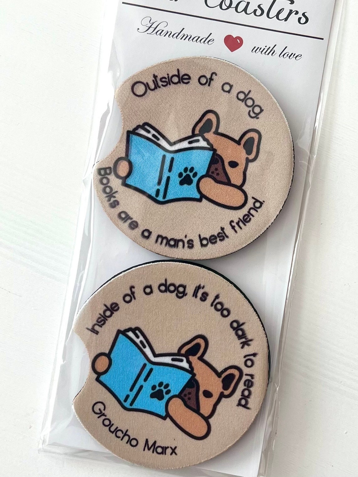 Bookish Car Coasters, Funny Car Coasters, Dog Car Coasters, Rapper DJ ...