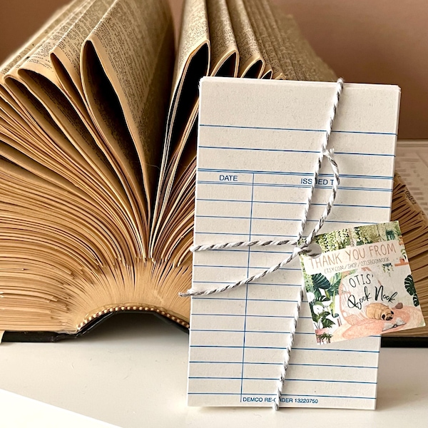 25 White Authentic Library Cards