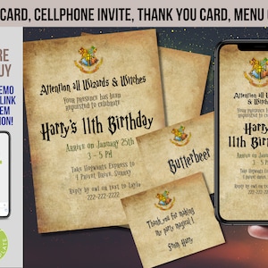 Editable Magical Wizard Birthday Party Invitation, Magical Birthday Party, Magic School Wizardry Birthday Party, Witchcraft & Wizardry