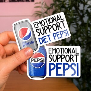 Emotional Support Diet Pepsi, Pepsi Cola Stickers: Funny Glossy Vinyl Decals