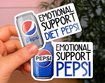 Emotional Support Diet Pepsi, Pepsi Cola Stickers: Funny Glossy Vinyl Decals