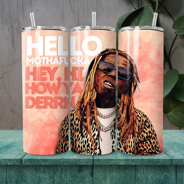 Lil Wayne Inspired 20 oz Skinny Tumbler Sublimation Design, Lil Wayne Tumbler Wrap, Weezy Tumbler Wrap, Digital Download