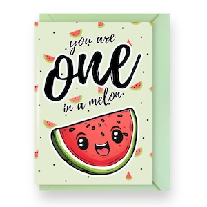 Vous êtes un dans une carte de premier anniversaire melon, jolie carte de voeux de 1er anniversaire pour bébé fille ou garçon, carte de fête à thème melon