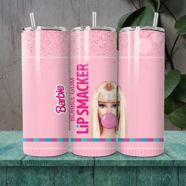Barbie Lip Smacker Inspired 20 oz Skinny Tumbler Sublimation Design, Barbie Lip Smacker Tumbler Wrap, Barbie Tumbler Wrap, Digital Download