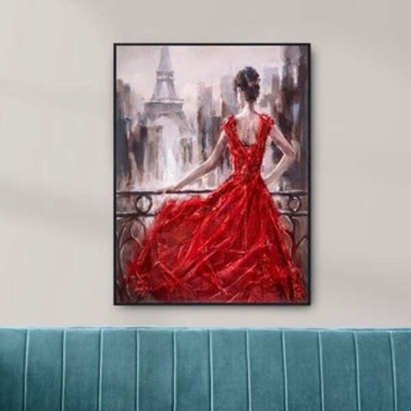 Red Dress Painting Etsy