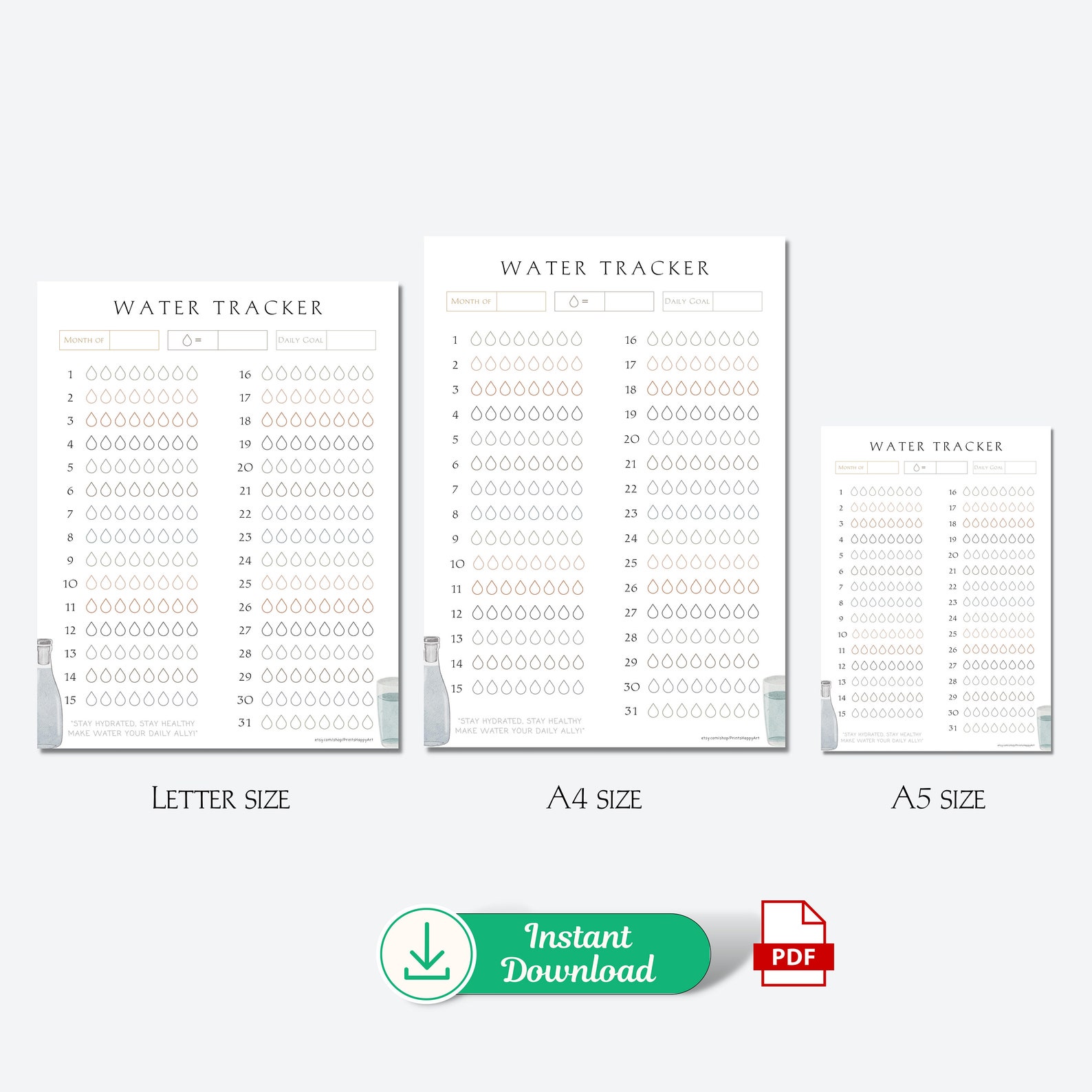 PRINTABLE Monthly Water Tracker to Help You Achieve Your Daily Water
