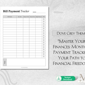 Editable Monthly Bill Tracker Printable Monthly Expense Master Bill ...