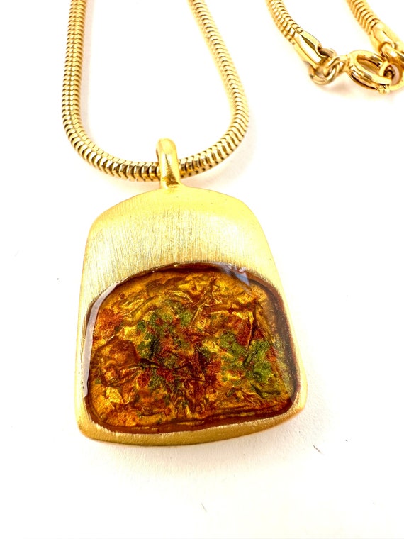 Vintage KERISSA  “golden nugget” gold tone pendant