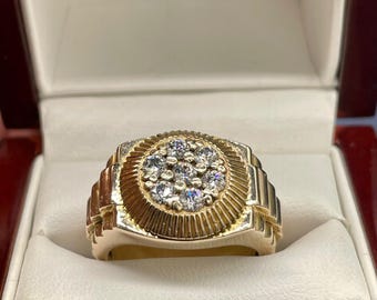 ヴィンテージ 14 カラット ゴールド ダイヤモンド ロレックス スタイル