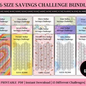 A6 Size Savings Challenge Bundle | Low Income Savings Challenge Printable | A6 Sized Mini Savings Challenge Trackers | 15 Savings Challenge