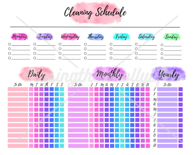 Colorful Minimalist Cleaning List- Fully Editable, Cleaning Checklist ...