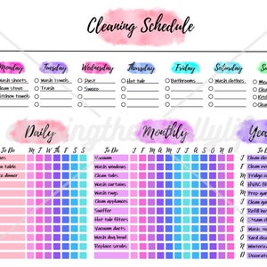 Colorful Minimalist Cleaning List- Fully Editable, Cleaning Checklist ...