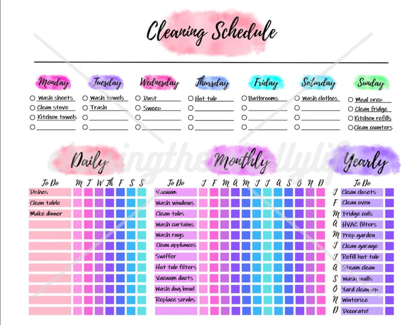 Colorful Minimalist Cleaning List- Fully Editable, Cleaning Checklist ...