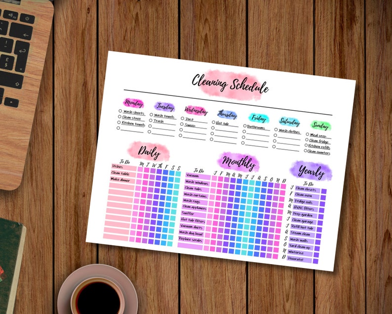 Colorful Minimalist Cleaning List- Fully Editable, Cleaning Checklist ...