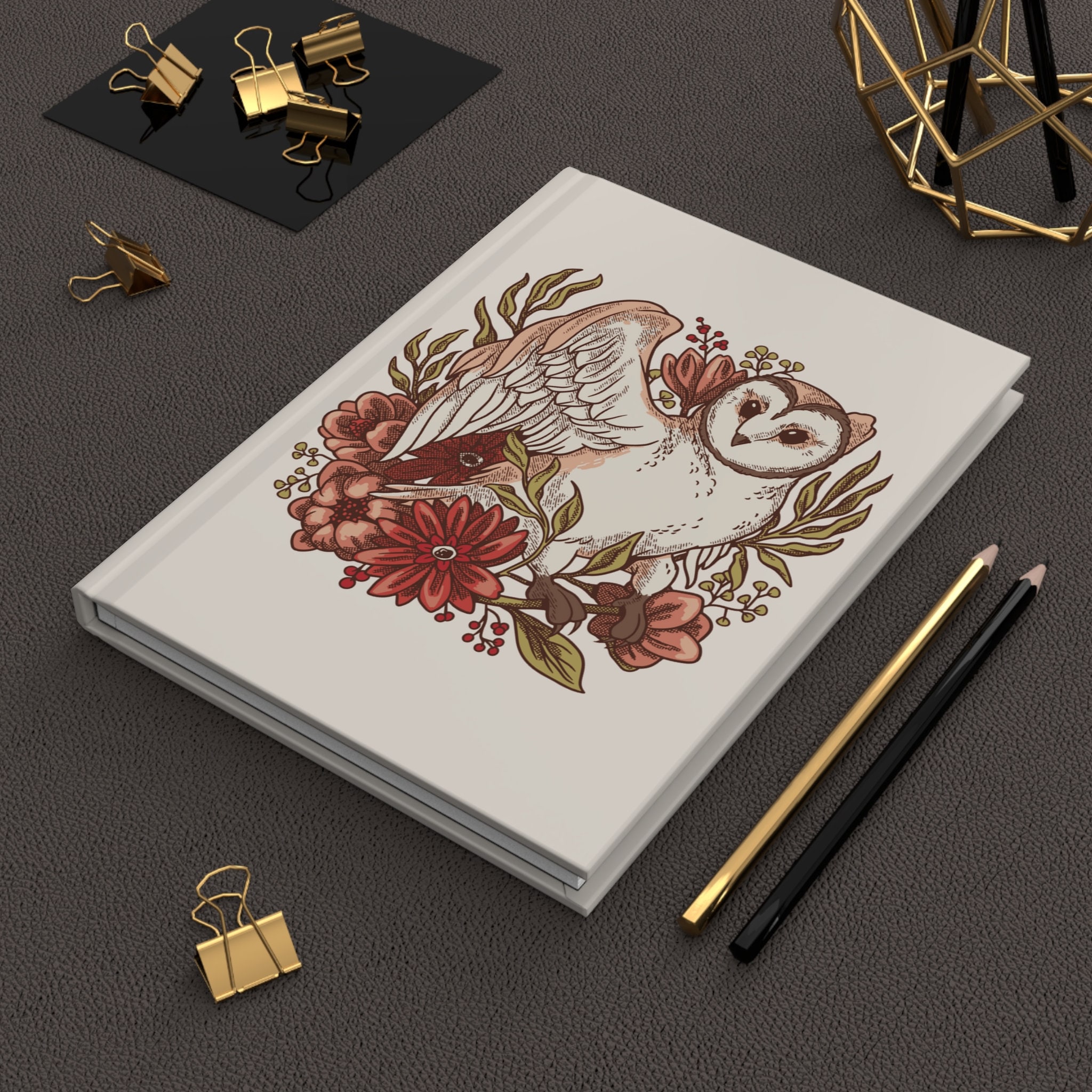 Floral Owl Lined Journal: Vintage Bird Lover Gift